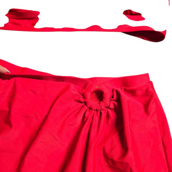 Torrid Red One Shoulder High-Rise O Ring Cut-Out Swim Set Size: 3 - Picture 3 of 9